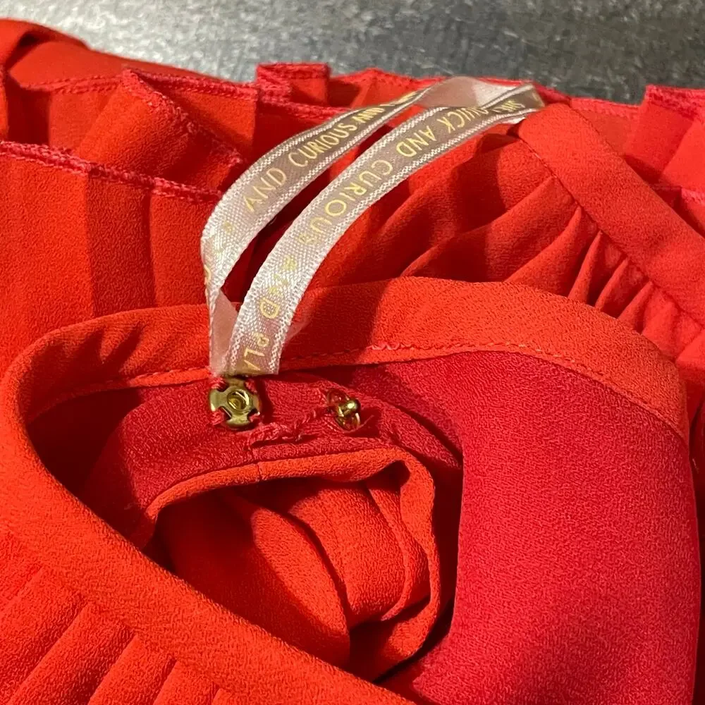 Kate Spade Pleated Plisse Cape Overlay Mini Dress Women’s Size 0 Red